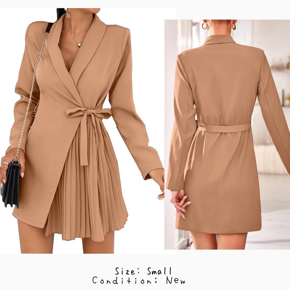 Women's Casual Long Sleeve Lapel V Neck Mini Wrap Dresses 2024 Belted Ruched